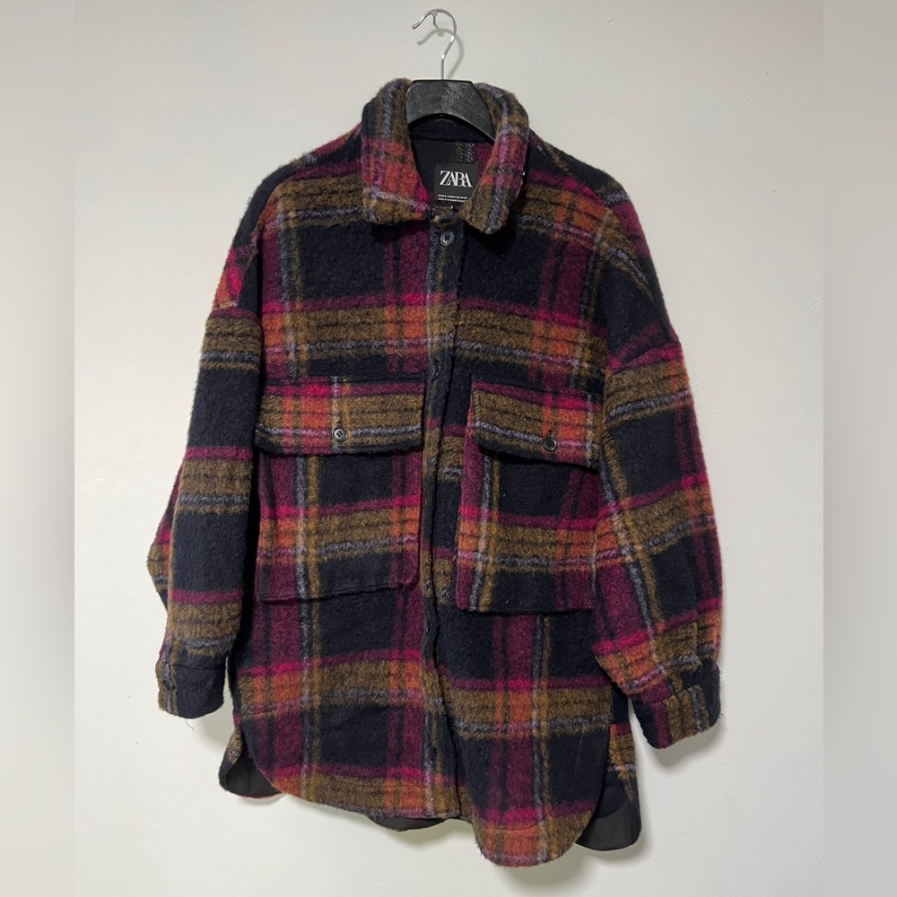 Zara oversized fuzzy wool like shacket in M/L